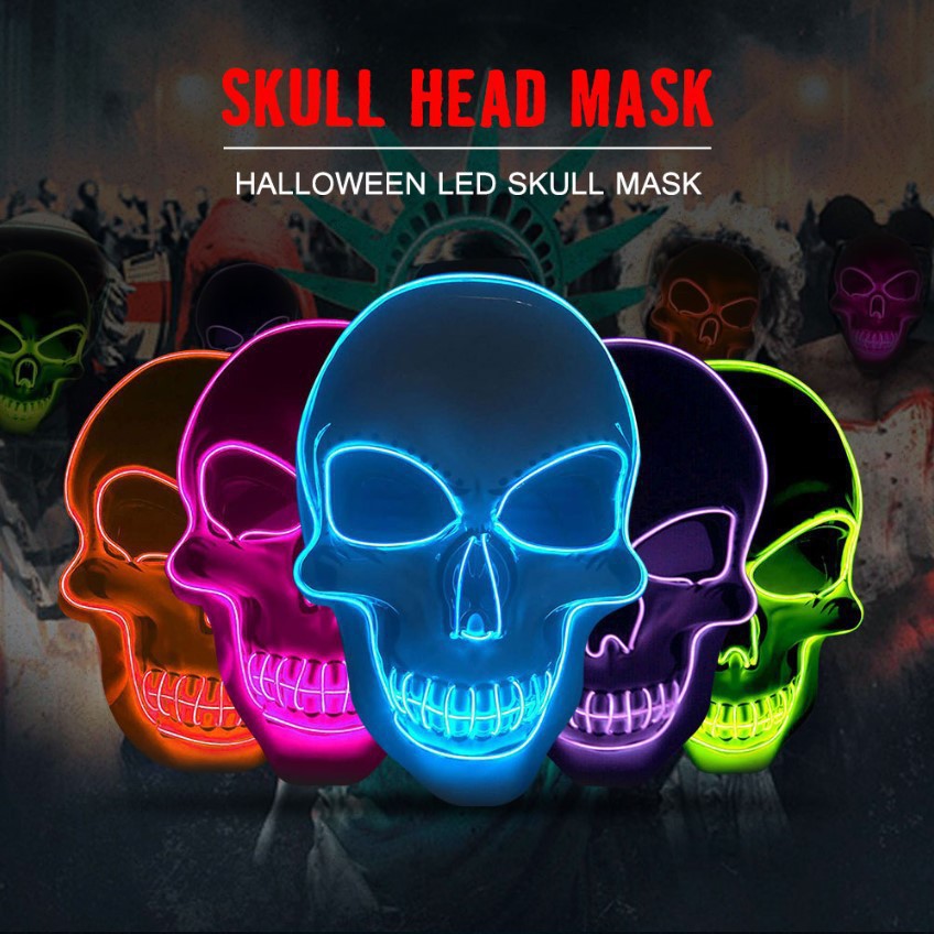 قناع جمجمة مرعب للهالوين، قناع - مراجعة Led Purge Mask Halloween وسعره