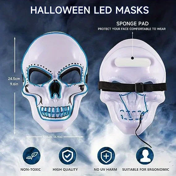 قناع جمجمة مرعب للهالوين، قناع - مراجعة Led Purge Mask Halloween وسعره